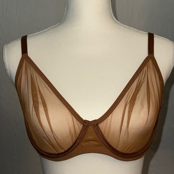 SKIMS Other - SKIMS Brown Underwire Bra with Sheer Mesh Cups